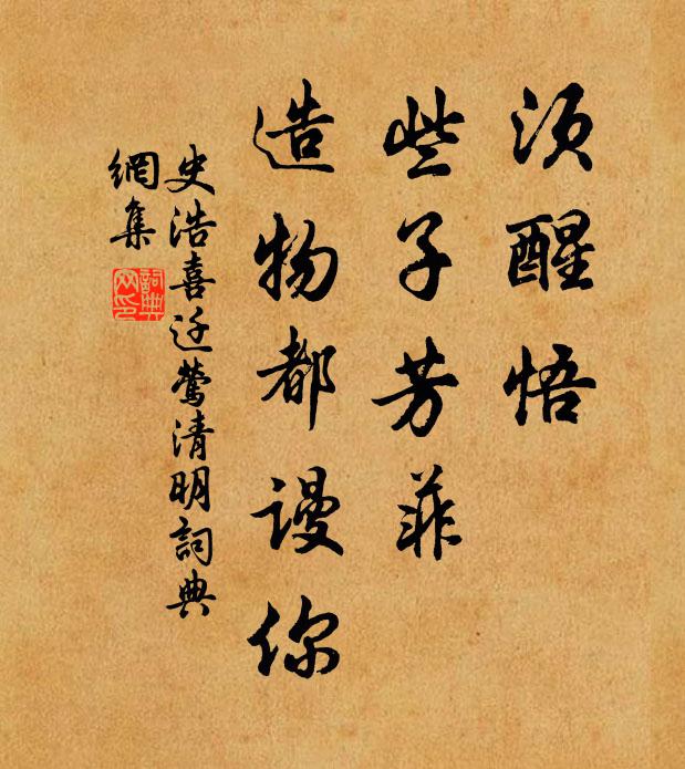 史浩须醒悟，些子芳菲，造物都谩你书法作品欣赏