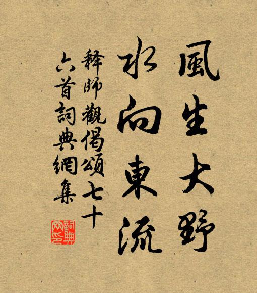 释师观风生大野，水向东流书法作品欣赏