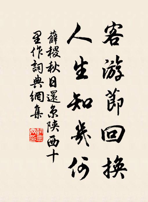 薛稷客游节回换，人生知几何书法作品欣赏