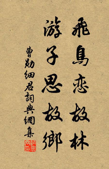 曹勋飞鸟恋故林，游子思故乡书法作品欣赏