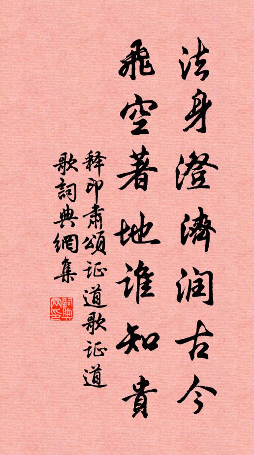 释印肃法身澄济润古今，飞空著地谁知贵书法作品欣赏
