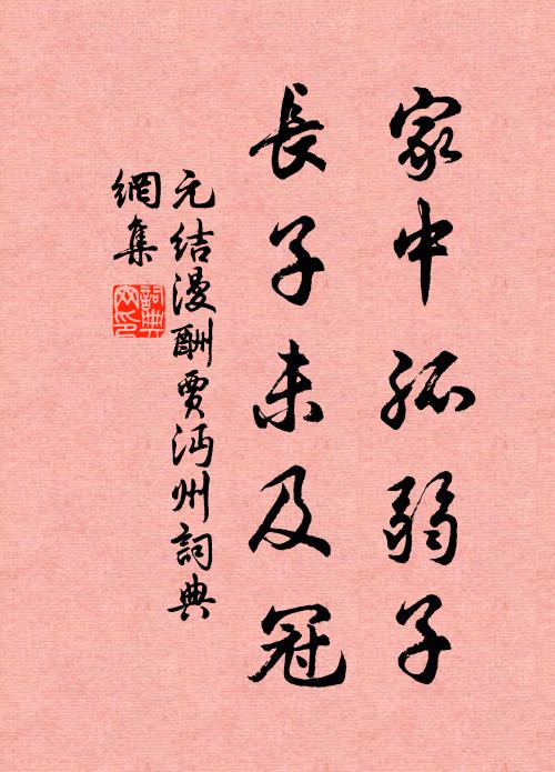 元结家中孤弱子，长子未及冠书法作品欣赏