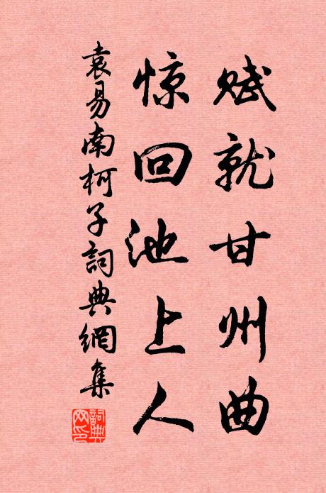 袁易赋就甘州曲，惊回池上人书法作品欣赏