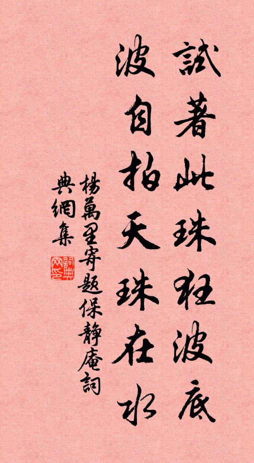 杨万里试著此珠狂波底，波自拍天珠在水书法作品欣赏
