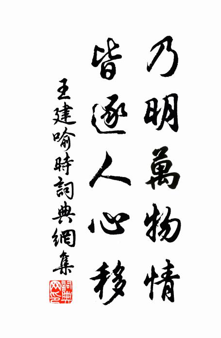 王建乃明万物情，皆逐人心移书法作品欣赏