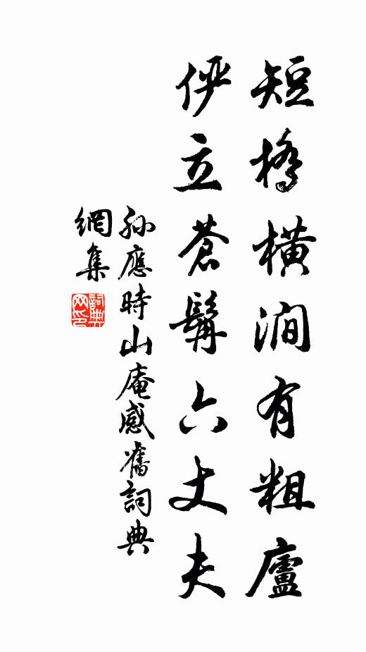 孙应时短桥横涧有粗庐，俨立苍髯六丈夫书法作品欣赏