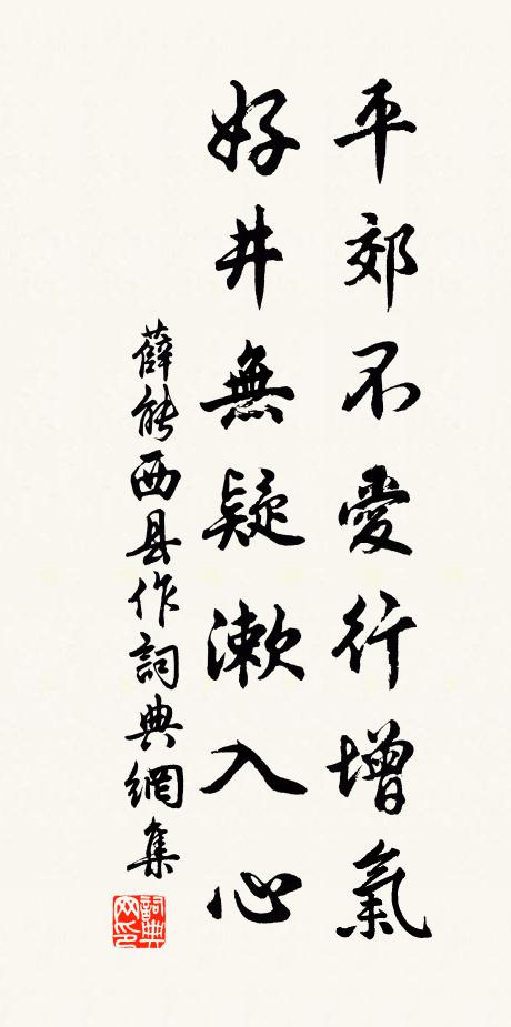 薛能平郊不爱行增气，好井无疑漱入心书法作品欣赏