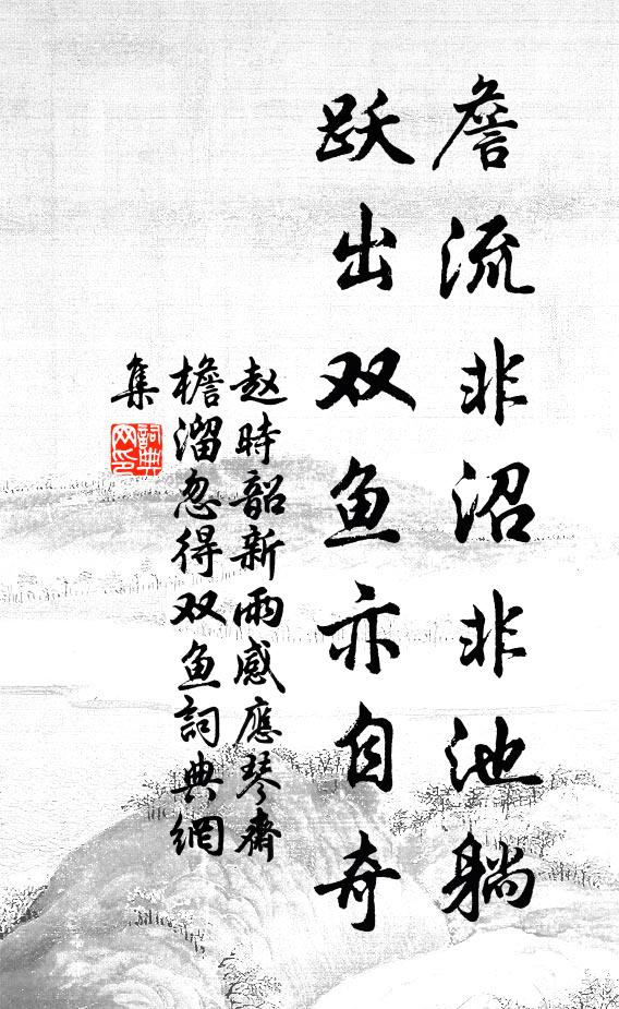 赵时韶詹流非沼非池躺，跃出双鱼亦自奇书法作品欣赏