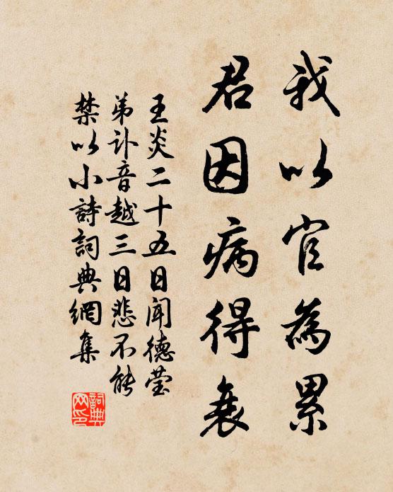 王炎我以官为累，君因病得衰书法作品欣赏