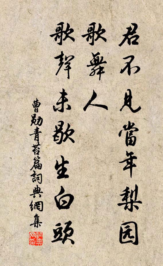 曹勋君不见当年梨园歌舞人，歌声未歇生白头书法作品欣赏