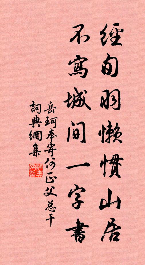 岳珂经旬羽懒惯山居，不写城间一字书书法作品欣赏
