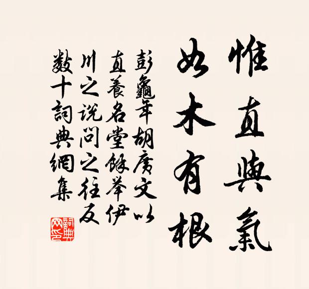 彭龟年惟直与气，如木有根书法作品欣赏