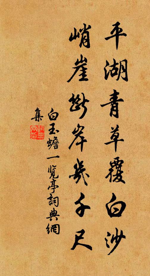 白玉蟾平湖青草覆白沙，峭崖断岸几千尺书法作品欣赏