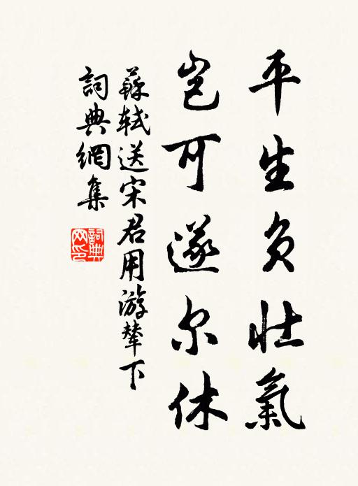 苏轼平生负壮气，岂可遂尔休书法作品欣赏