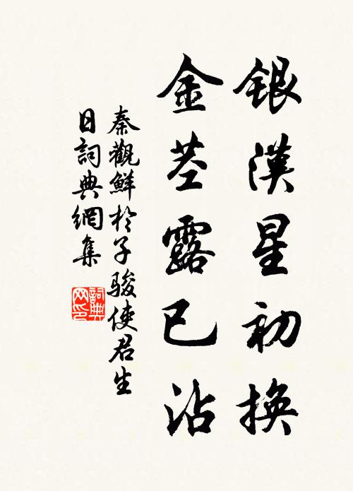 秦观银汉星初换，金茎露已沾书法作品欣赏