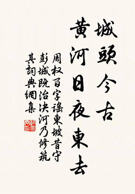 周权城头今古，黄河日夜东去书法作品欣赏