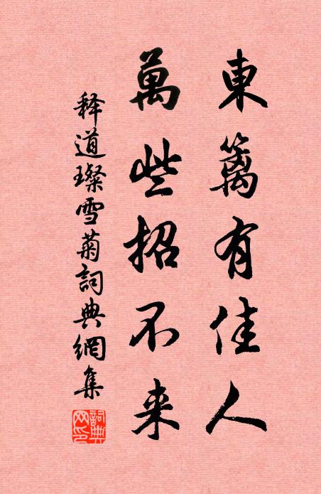 释道璨东篱有佳人，万些招不来书法作品欣赏