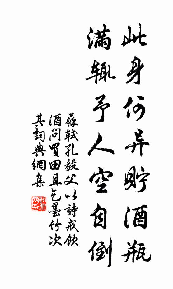 苏轼此身何异贮酒瓶，满辄予人空自倒书法作品欣赏