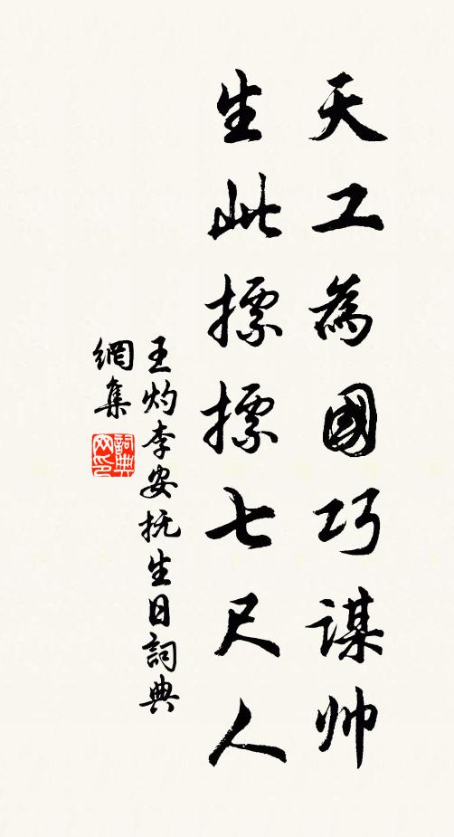 王灼天工为国巧谋帅，生此摽摽七尺人书法作品欣赏