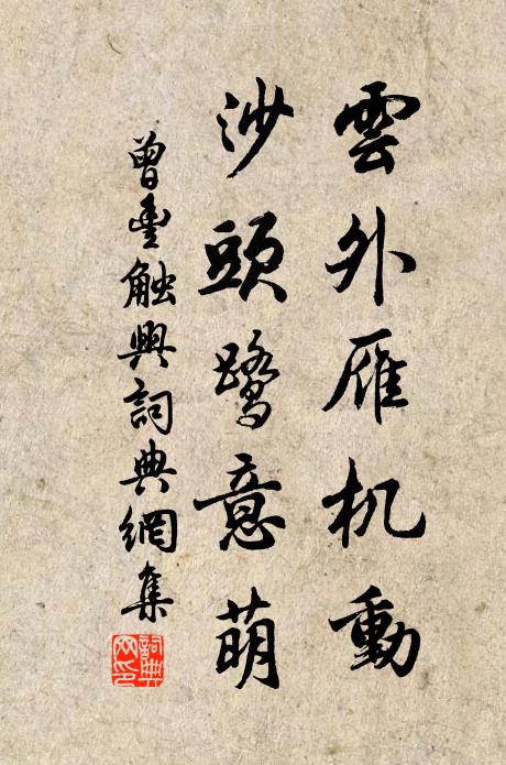 曾丰云外雁机动，沙头鹭意萌书法作品欣赏