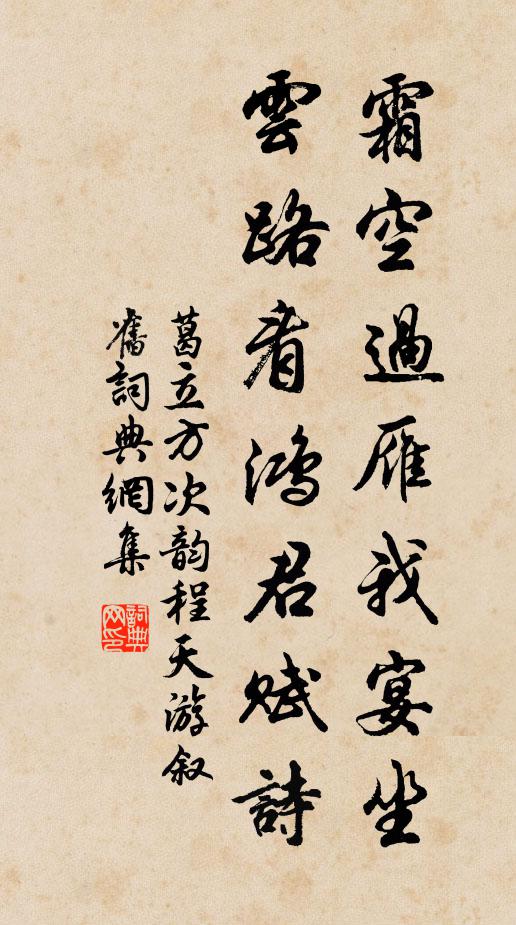葛立方霜空过雁我宴坐，云路看鸿君赋诗书法作品欣赏