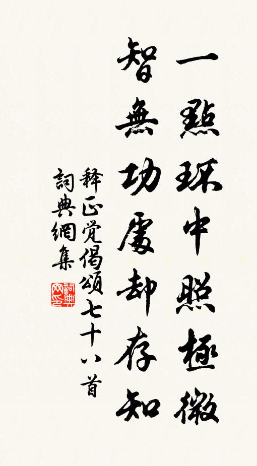 释正觉一点环中照极微，智无功处却存知书法作品欣赏