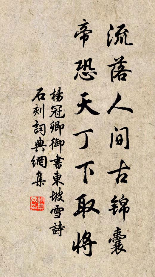 杨冠卿流落人间古锦囊，帝恐天丁下取将书法作品欣赏