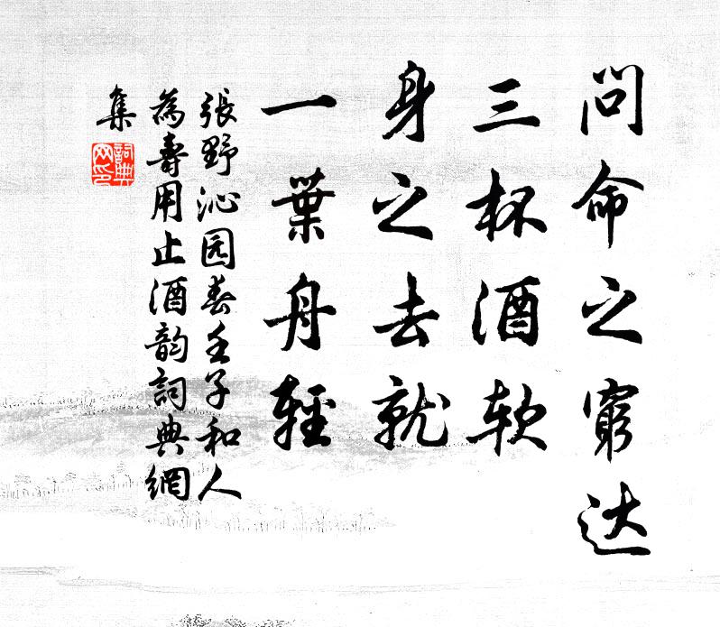 张野问命之穷达，三杯酒软，身之去就，一叶舟轻书法作品欣赏