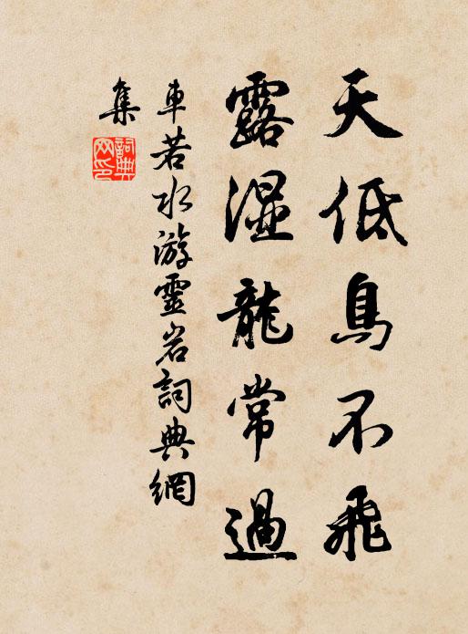 车若水天低鸟不飞，露湿龙常过书法作品欣赏