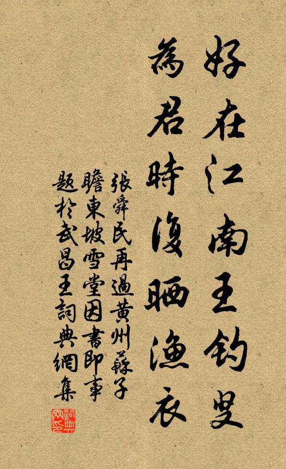 张舜民好在江南王钓叟，为君时复晒渔衣书法作品欣赏