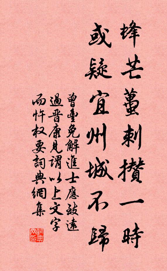 曾丰蜂芒虿刺攒一时，或疑宜州城不归书法作品欣赏