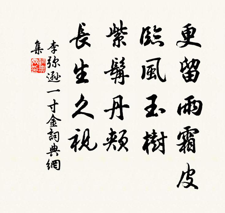 李弥逊更留雨霜皮，临风玉树，紫髯丹颊，长生久视书法作品欣赏