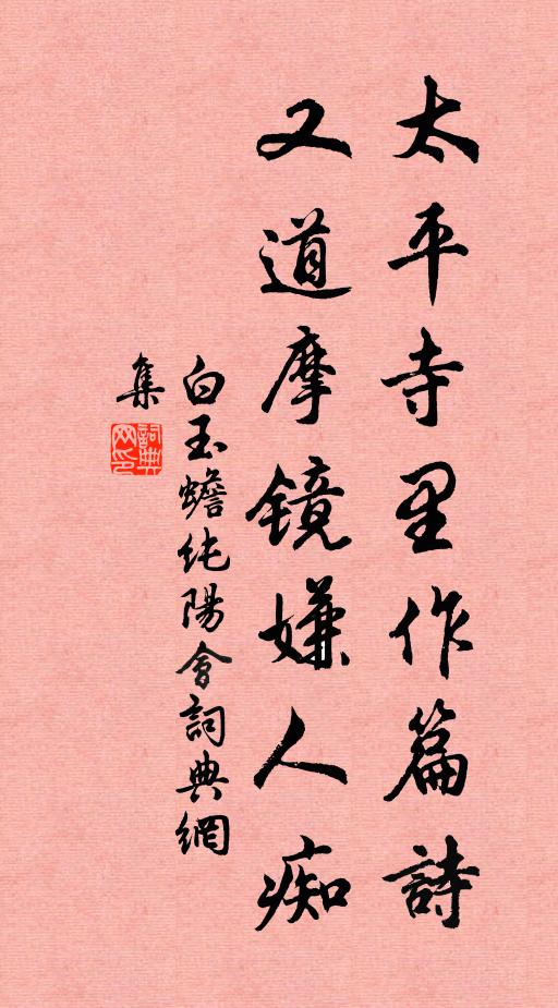 白玉蟾太平寺里作篇诗,又道摩镜嫌人痴书法作品欣赏
