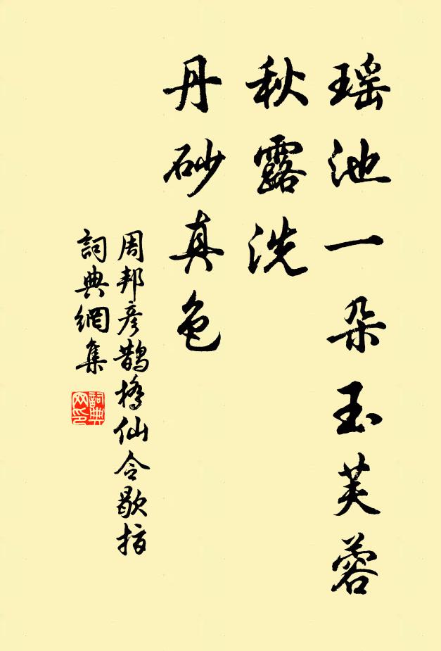 周邦彦瑶池一朵玉芙蓉，秋露洗、丹砂真色书法作品欣赏