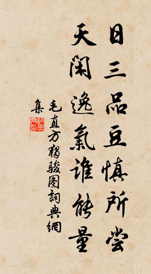 毛直方日三品豆慎所尝，天闲逸气谁能量书法作品欣赏