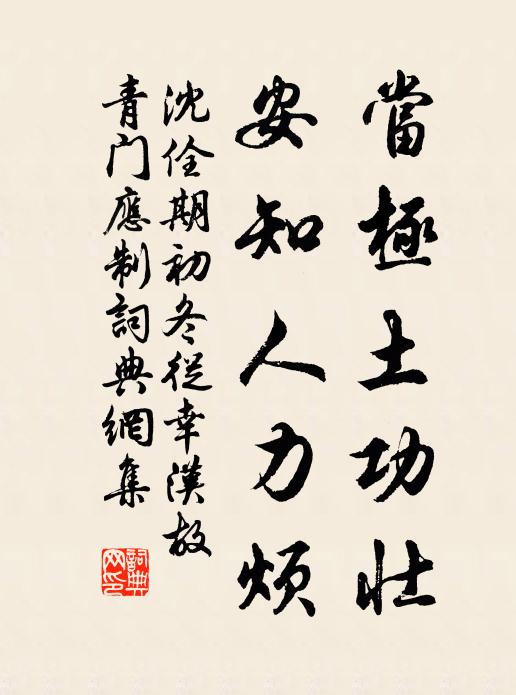 沈佺期当极土功壮，安知人力烦书法作品欣赏