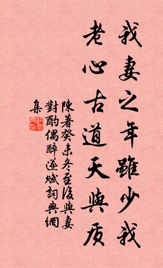 陈著我妻之年虽少我，老心古道天与质书法作品欣赏