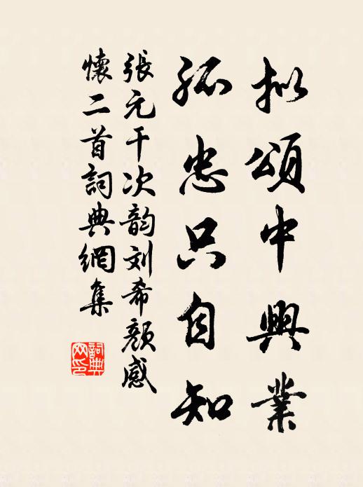 张元干拟颂中兴业，孤忠只自知书法作品欣赏