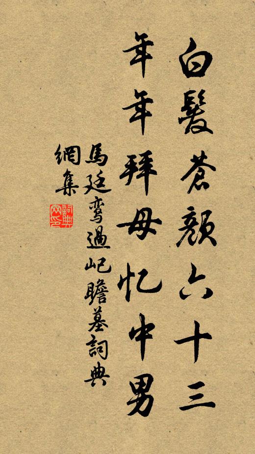 马廷鸾白发苍颜六十三，年年拜母忆中男书法作品欣赏