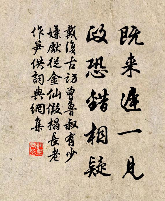 戴复古既来迟一见，政恐错相疑书法作品欣赏