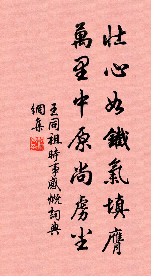 王同祖壮心如铁气填膺，万里中原尚虏尘书法作品欣赏