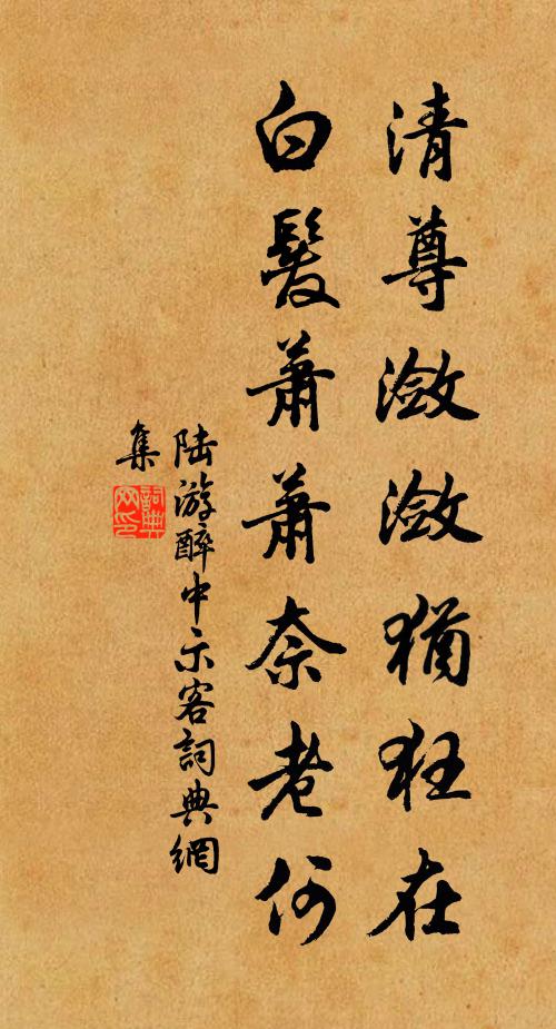 陆游清尊潋潋犹狂在，白发萧萧奈老何书法作品欣赏