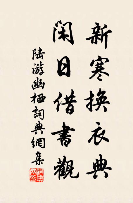 陆游新寒换衣典，闲日借书观书法作品欣赏