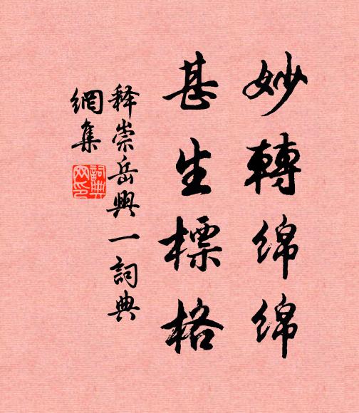 释崇岳妙转绵绵，甚生标格书法作品欣赏