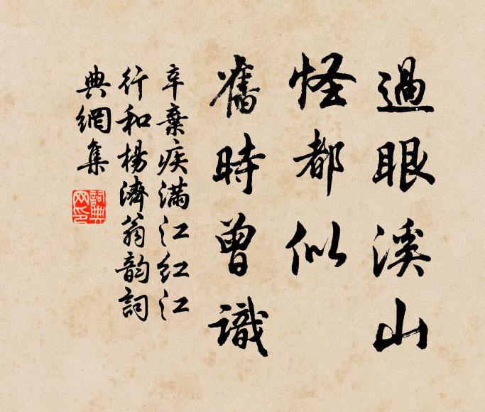 辛弃疾过眼溪山，怪都似、旧时曾识书法作品欣赏