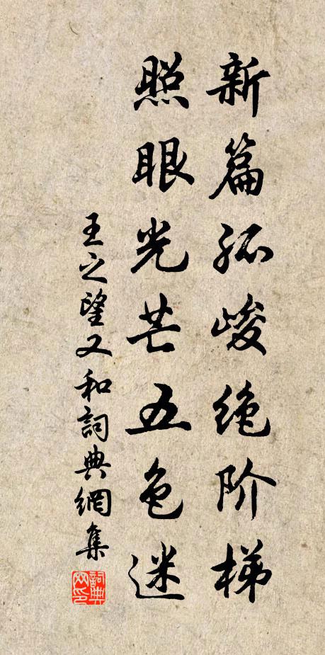 王之望新篇孤峻绝阶梯，照眼光芒五色迷书法作品欣赏