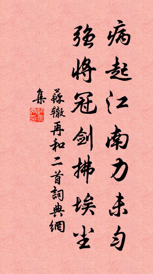苏辙病起江南力未匀，强将冠剑拂埃尘书法作品欣赏