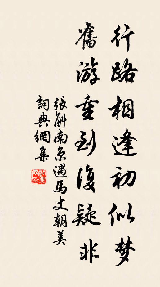张斛行路相逢初似梦，旧游重到复疑非书法作品欣赏