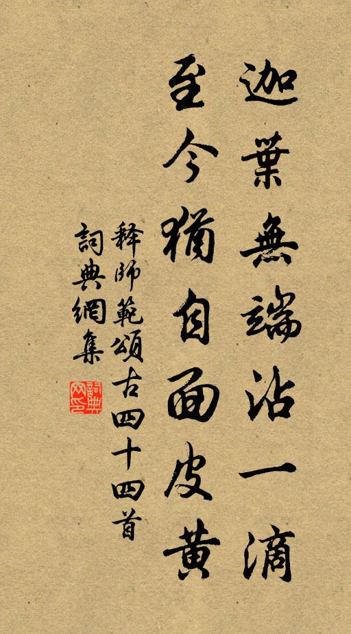释师范迦叶无端沾一滴，至今犹自面皮黄书法作品欣赏