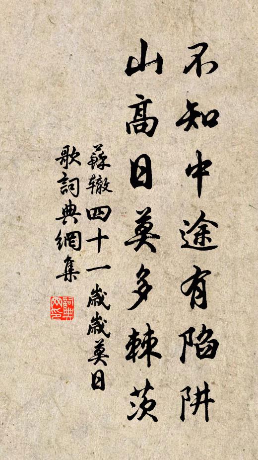苏辙不知中途有陷阱，山高日莫多棘茨书法作品欣赏